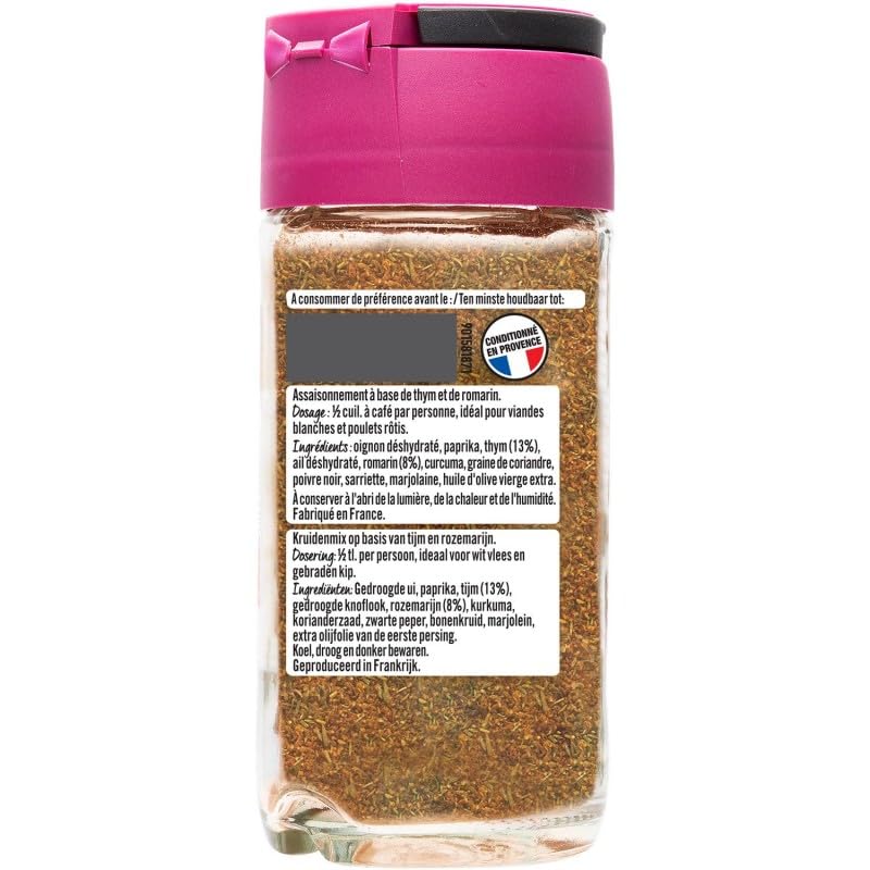 Mélange pour Poulet aux Herbes DUCROS - Pot de 33g pour Sublimer vos Plats - Epices et Condiments pour une Cuisine Savoureuse - Le Lot De 4