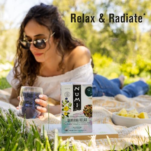 Image of Numi Organic Damiana Relax Tea, 48 Herbal Tea Bags, Caffeine Free