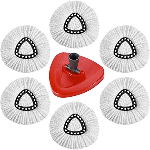 6 Pack Spin Mop Replacement Head,Compatible with O Cedar Easy Wring Swivel Spin Freedom Mop,for 1 Tank System Floor Cleaning,Easy Cleaning 100% Microfiber Mop Replace Heads Refills,Includes 1 Base