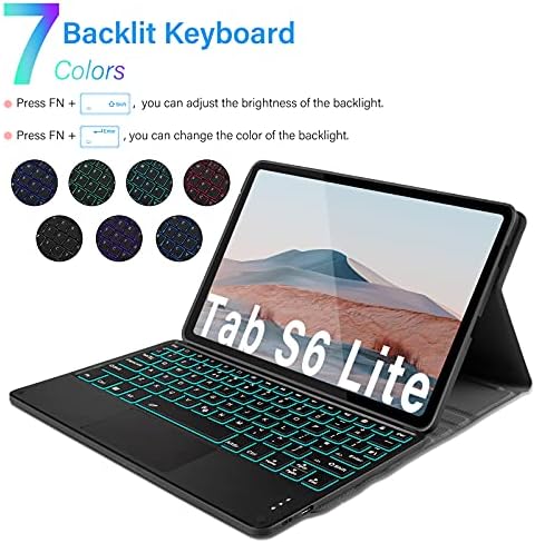 Backlit Touchpad Keyboard Case Compatible with Samsung Galaxy Tab S6 Lite 10.4, Cover with Detachable Keyboard UK Layout and Trackpad for Samsung Galaxy Tab S6 Lite 10.4" 2020 (SM-P610/P615), Black