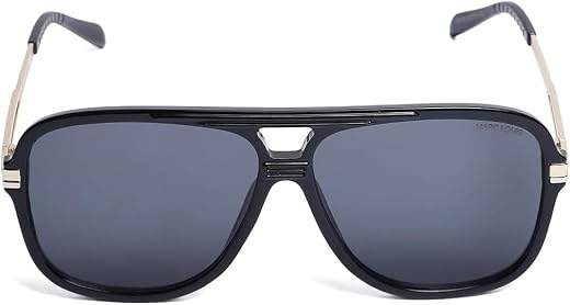 MARC LOUIS Black - Grey Oversized Rectangular Unisex Sunglass ML M6129 With UV Protected Lens