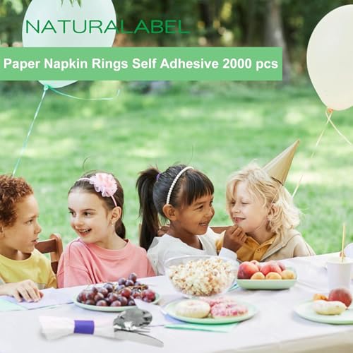 Image of NATURALABEL Self-Adhesive Napkin Bands for Wrapping Silverware - Pack of 2,000, for Family Reunion, Birthday Party, Wedding, Celebration (Purple)