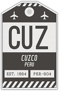 CUZ Cuzco Peru Luggage Tag Sticker/Airport Code Baggage Decal/Collectible Travel Decor/Vintage Inspired Design (Black)