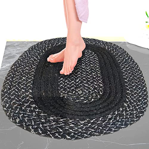 Image of Door Mats for Home | Door Mats for Home Entrance | Door Mat for Bathroom| Soft & Super Absorbent Mats for Shower | Washable, Non-Slip & Quick-Drying Mats (Pack of 2) (Gray & Black)