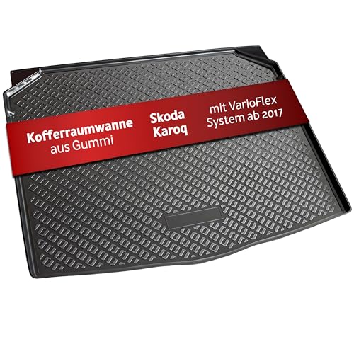Recambo Kofferraumwanne passend für Skoda Karoq mit VarioFlex System | 2017-| passgenau mit Rand