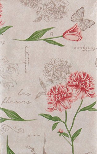 Mainstream Butterflies, Tulips And Carnations Vinyl Flannel Back Tablecloth (52" X 52" Square) #TOP15