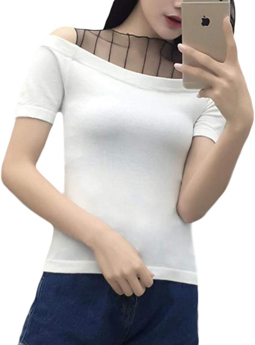 ｔａｉｔｅｎｇ カットソー レディース Tシャツ 半袖 サマーニット 薄手 シースルー トップス オフショルダー肩出し セクシーtシャツ ファッション 夏物 最大40 Offクーポン