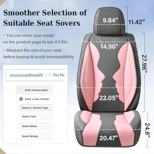 Image of Coverado Car Seat Covers, Front Covers for Cars, Car Seat Cover Front Seats, Automotive Seat Cover, Waterproof, Leather Car Seat Cushion, Universal Interior Seat Protectors for Most Cars