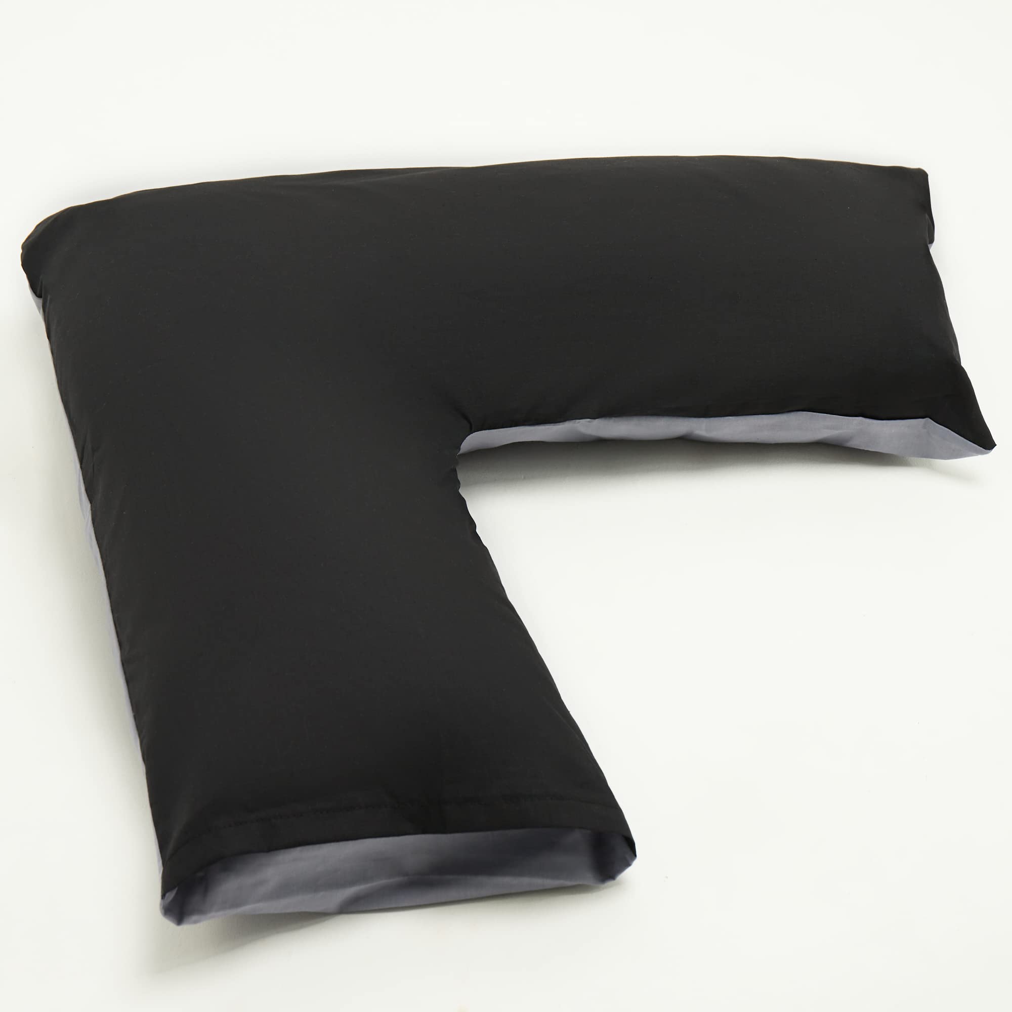 Nightzone Black/Grey Hollowfibre Back & Neck Support V Shaped Orthopedic Pillow With Pillow Case New (, 2 Tone Cover Complete With Pillow)