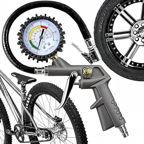 Retoo miernik ciśnienia w oponach i napełniacz 220 PSI, cyfrowy miernik ciśnienia powietrza, miernik ciśnienia w oponach do samochodów, motocykli, rowerów, wielofunkcyjny urządzenie do pomiaru