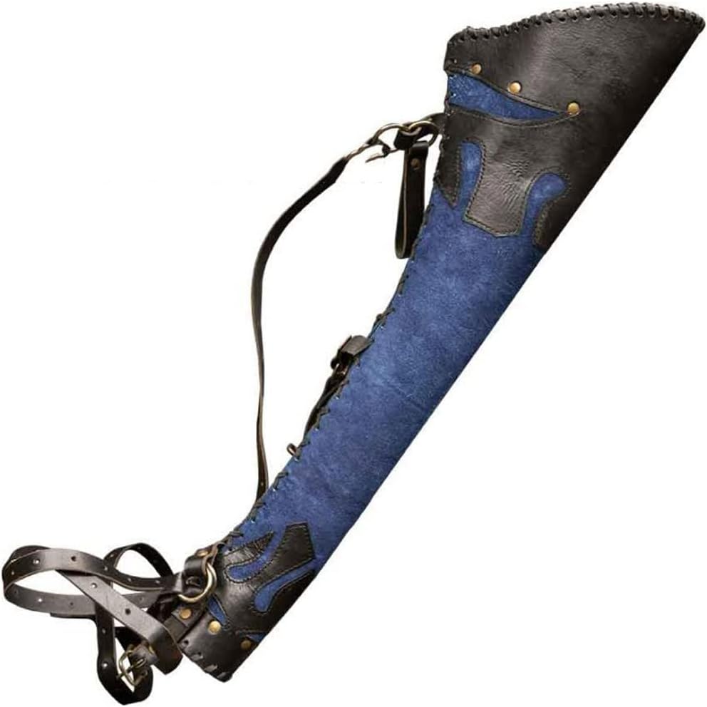HLGQ Vintage PU Cuero Arco Arco colmo Flecha Bolsa Bolsa Medieval Hombro Espalda Arco Tiro Tiro Caza Engranaje Steampunk Funda,Azul
