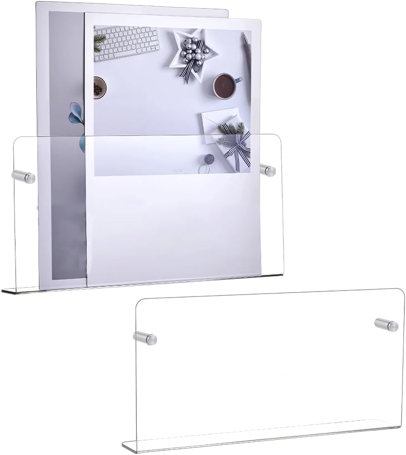 AHANDMAKER 2-Pack Acrylic Magazine Holder Brochure Holder Wall Mount 12" Record Magazine Rack Hanging Bookshelf Literature Storage Rack for Waiting Room, Living Room, Office, Home