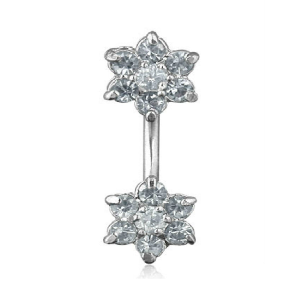 Jeweled Twin Daisy Flowers Spinal Barbell Christina Vertical Hood VCH Jewelry Genital Piercing 1/2 (Clear)