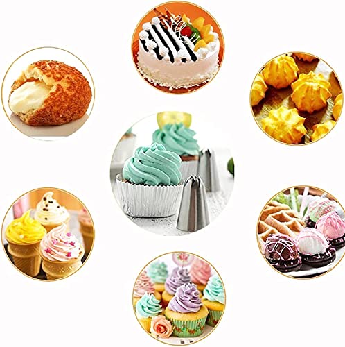 Set Per Decorazione Torte - 34 in 1 Set Beccucci Sac a Poche - 24 Punte in Acciaio Inossidabile, 1 Bussola di pasticceria - per Decorazione Pasticceria, Pasticceria Kit Torte, Dolci Cupcake (34 Pezzi)