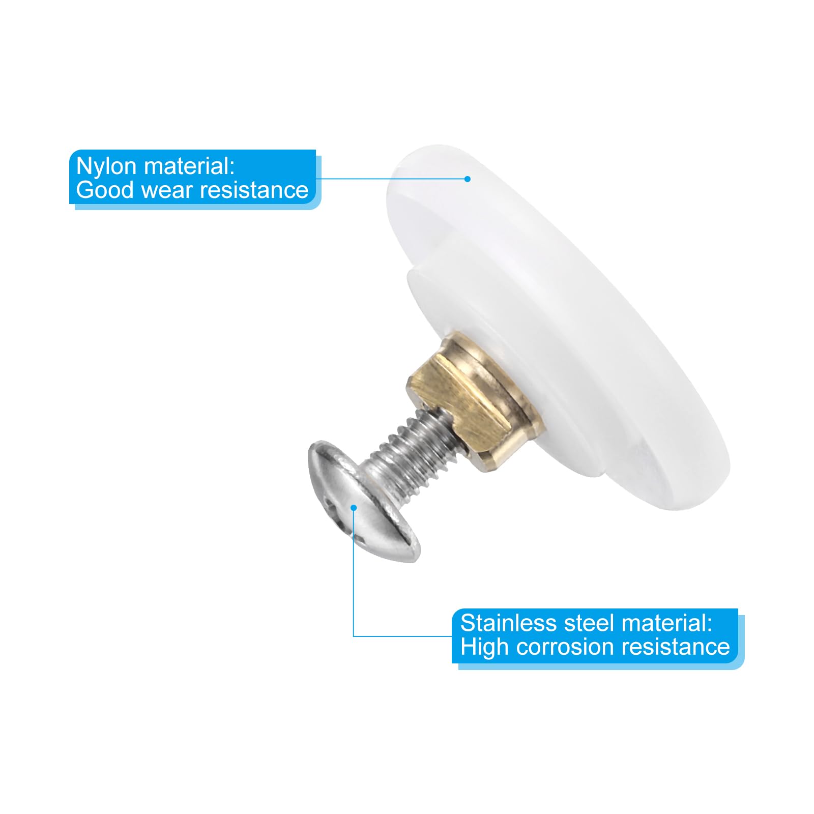 PATIKIL Shower Door Rollers 26mm/1", 4 Pack Glass Door Runner Sliding Shower Door Grooved Wheels for Bathroom Glass Sliding Door White - Image 4