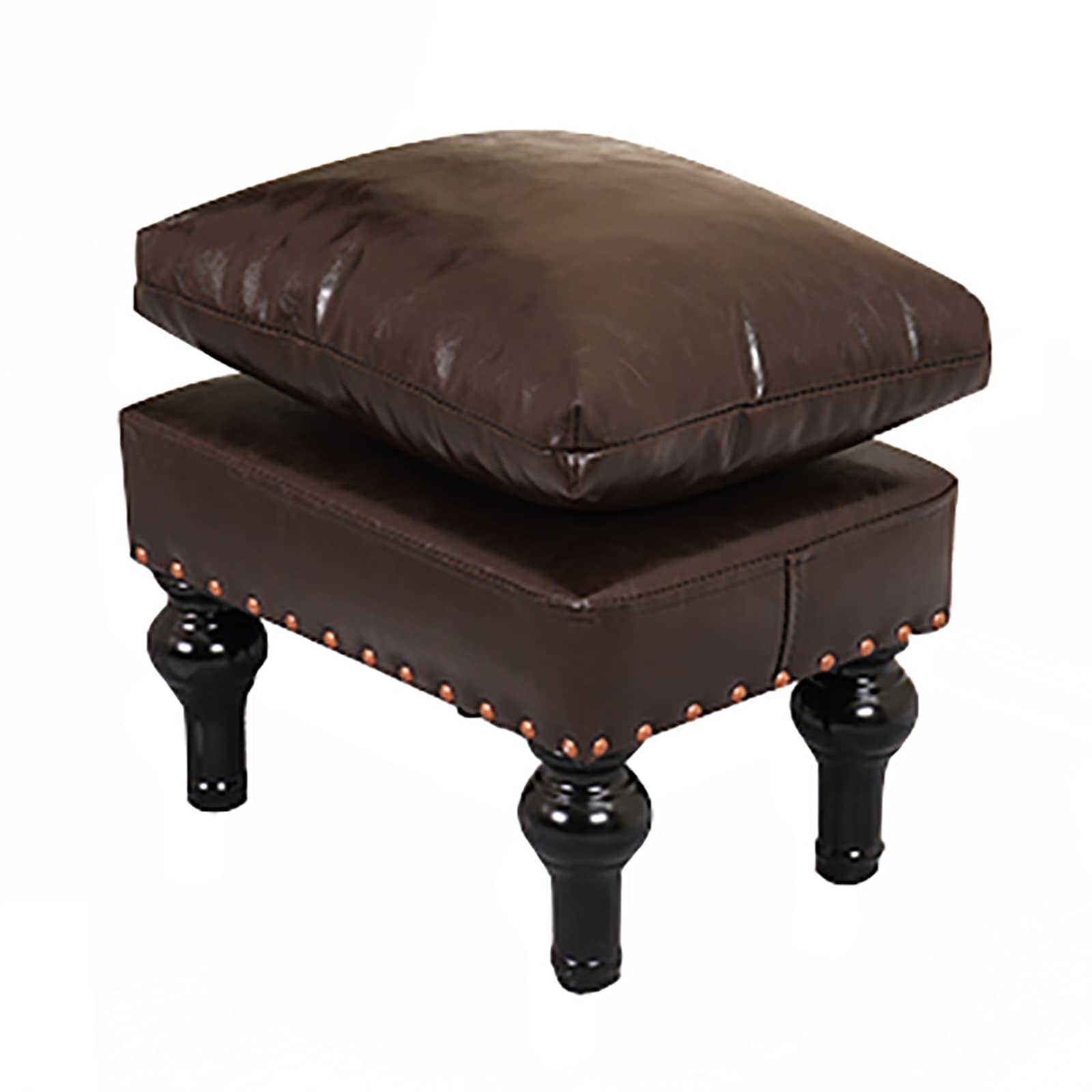 Repose-Pieds Confortable en Cuir Marron Foncé Haute Qualité