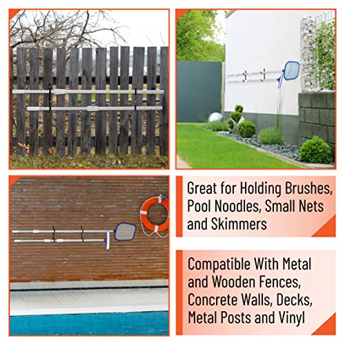UNCO- Pool Pole Hanger, 4 Pack, Black, Holder Set, Hooks for Telescopic Poles, Skimmers, Leaf Rakes, Nets, Brushes, Vacuum Hose, Garden Tools and Swimming Pool Accessories by UNCO - Used condition - Image 4