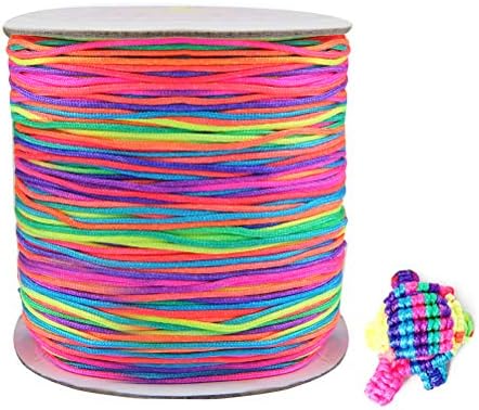 WOWOSS 110m Rainbow Bead Thread 1mm Bead Cord for Bracelet Necklace Making, Colourful Nylon Thread for Kids Jewellery Craft Making