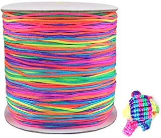 WOWOSS 110m Rainbow Bead Thread 1mm Bead Cord for Bracelet Necklace Making, Colourful Nylon Thread for Kids Jewellery Craft Making