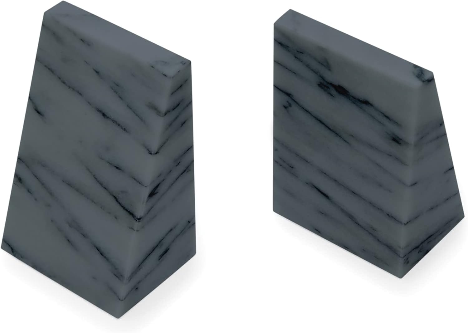 Fox Run 100% Natural Polished Marble Bookends, Grey, Set of 2, Triangular Heavy Bookends