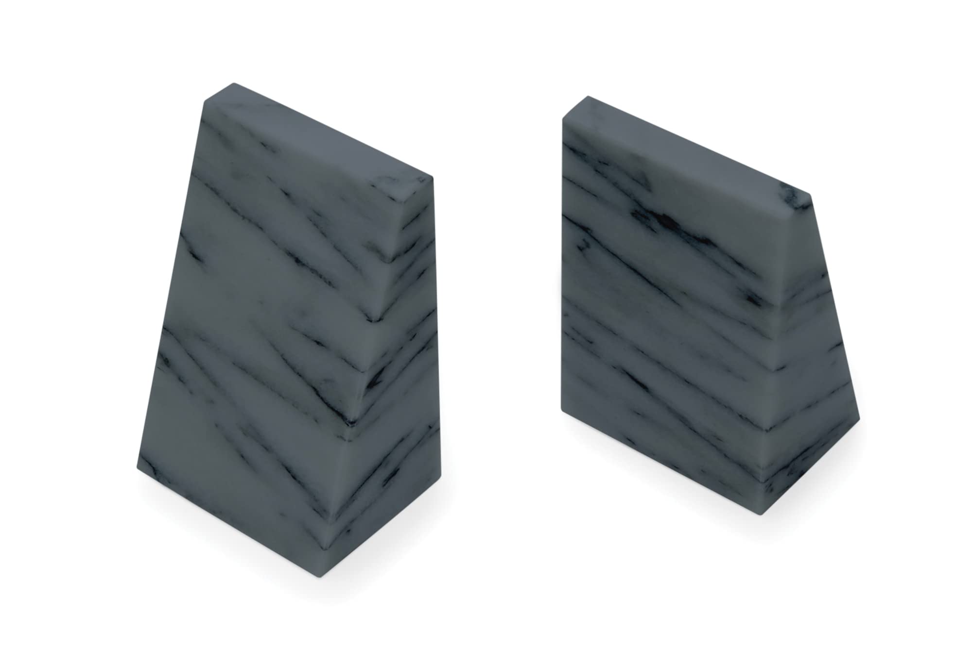 Gray Marble Book Ends Set of 2, Grey, Triangular