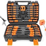 Amartisan 86-Piece Magnetic Screwdrivers Set with Case, Includs Slotted, Phillips, Hex, Pozidriv,Torx and Precision Screwdriver Set, Magnetizer Demagnetizer Tools, Tools for Men