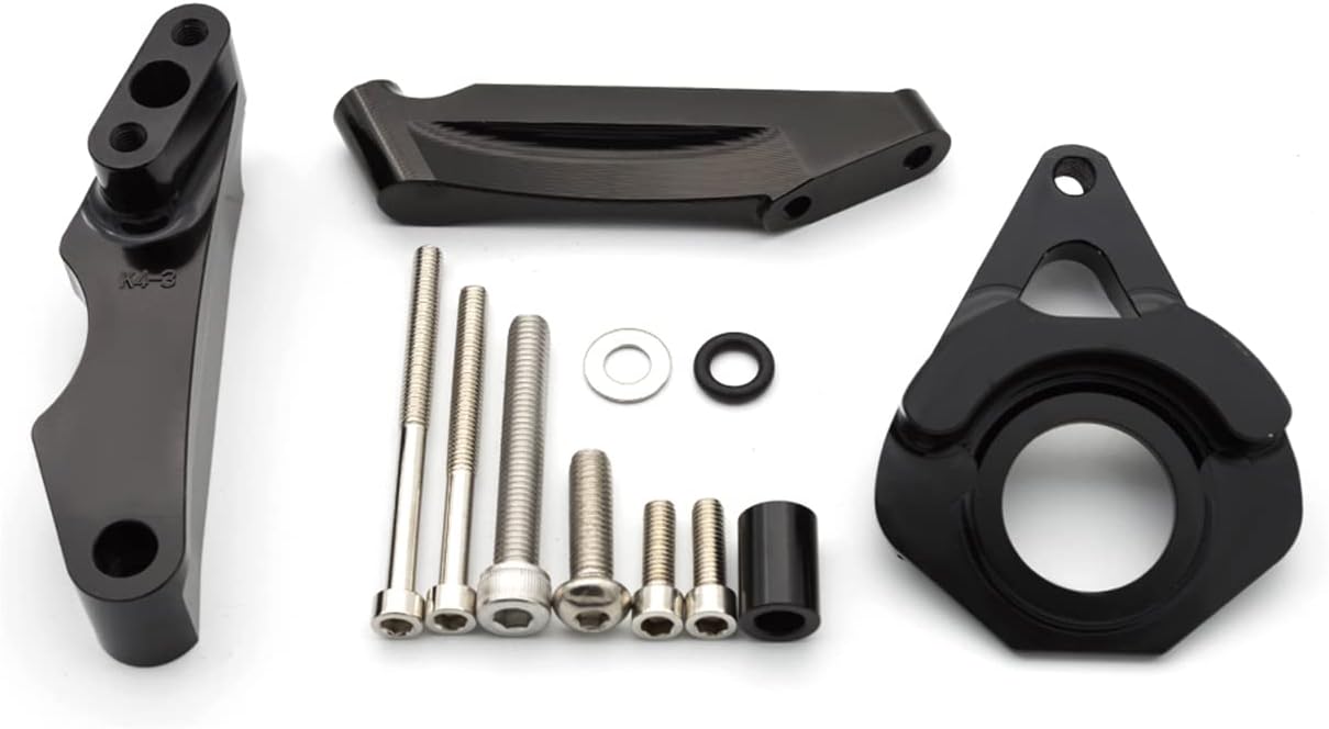 Motorcycle Adjustable Steering Damper Steering Damper Stabilizer Safety Control with Mounting Bracket Kits Fit for Suzuki GSXR 600 750 2001 2002 2003 2004 2005 (Black)