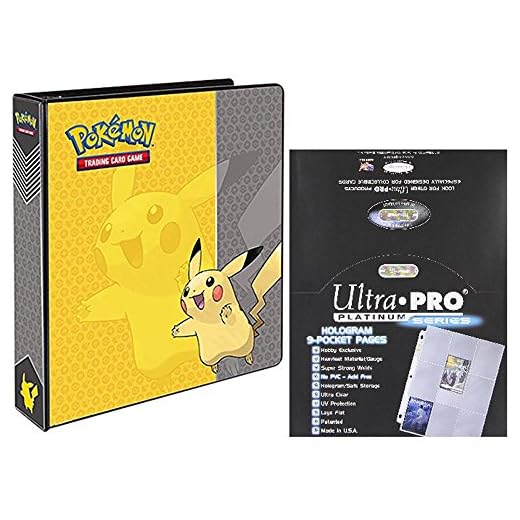 Ultra Pro Pokemon Pikachu 2" 3-Ring Binder Card Album with 100 Platinum Series 9-Pocket Sheets