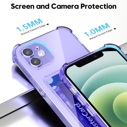 Svanove for iPhone 12 Wallet Case with Card Holder, Cute Girly Clear Credit Card Slot Case, Thin Slim Silicone Rubber Transparent Hard Shell Camera Cover for Women Men, Purple by Svanove - Used condition - Image 4