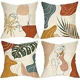 Softxpp Boho Abstract Line Modern Art Decorative Throw Pillow Cover 20x20 Set of 4, Minimalist Aesth