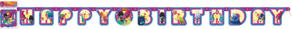Unique DREAMWORKS Trolls Large Birthday Jointed Banner, 1 Ct., multicoloured