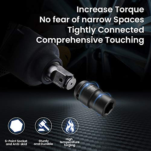 1 Inch Drive Deep Impact Socket Set, 9 Pieces Jumbo Impact Socket Sets, 6-Point, Metric Sizes (26, 27, 29, 32, 35, 38, 41, 46, 50mm), CR-Mo Steel (1 Inch-Metric) — view 5