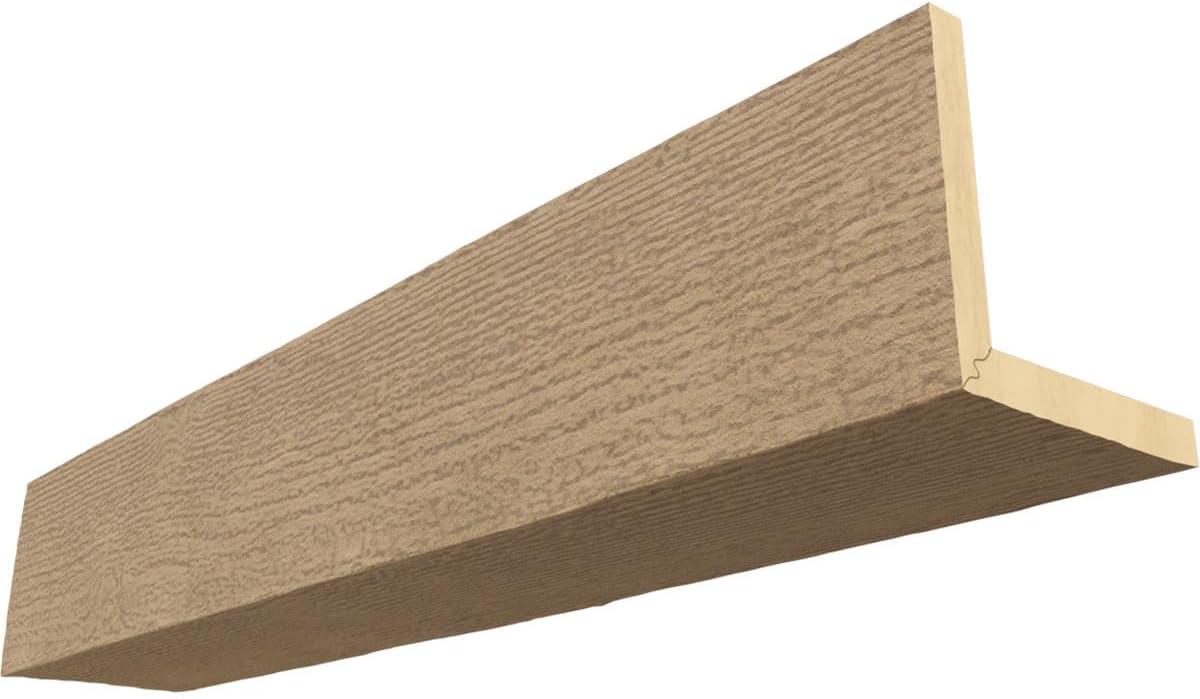 Ekena Millwork BMRS2C0120X040X144OT 2-Sided Rough Sawn Endurathane Ceiling Faux Wood Beams, 12-in. W x 4-in. H x 12-ft. L, Oatmeal