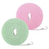 Wäscheleine, 2 Stück 8m Wäscheleine für Draußen Winddichte rutschfeste mit Haken Tragbare Nylon Doppel WäscheleineReise für Reise Camping Outdoor