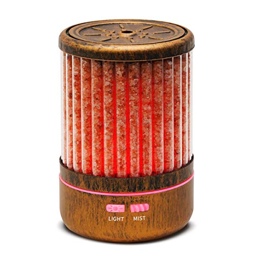 MiuQute Essential Oil Diffuser Himalayan Salt Diffusers for Essential Oils Handcrafted Ultrasonic Cool Mist Humidifier 150ml Aromatherapy Diffuser Waterless Auto Shut-Off 7 Color for Home Office Yoga