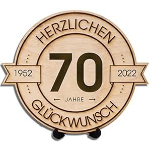 DARO Design – Holzscheibe graviert – 70 Jahre – Größe 20cm- Geschenk zum Jubiläum, 70 Geburtstag, Jahrestag – Herzlichen…
