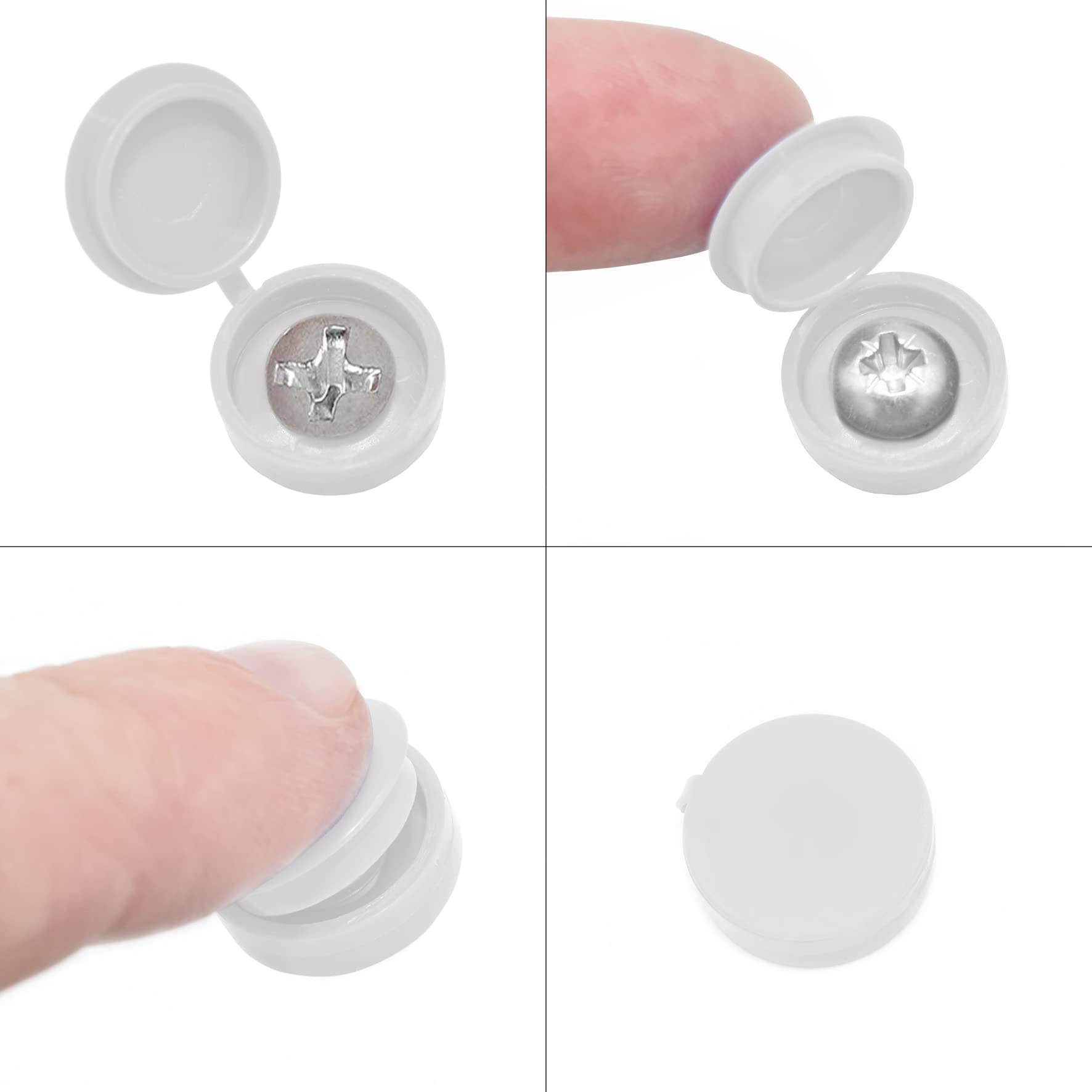 Falcon Workshop Supplies Ltd White 1000 X Small Plastic Hinged Screw Cover Caps