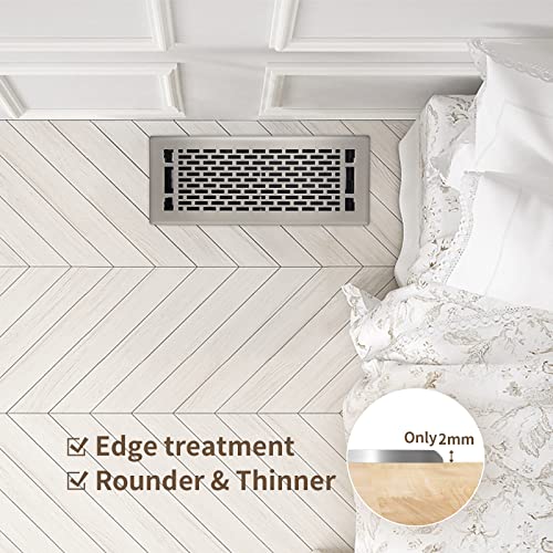 Sanycasa Floor Register Heavy Duty Walkable Floor Register Easy Adjust Air Flow Floor Vents - Modernism Design - 4X12 Inches - Satin Nickel - Vent Cover For Home Floor #TOP4