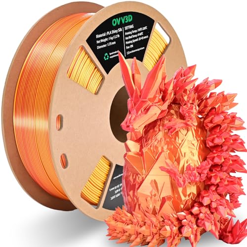Image of OVV3D PLA Filament 1.75mm, Red Gold 3D Printer Filament Silk PLA Dual Color, Red Gold PLA Filament, Color Change Every Inch Filament 3D Printer Filament + /-0.02mm, 1kg /2.2lb