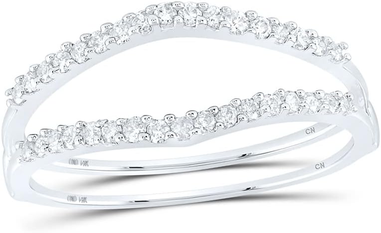 Jewels By Lux 14K White Or Yellow Gold Womens Round Diamond Ring Guard Wrap Enhancer Wedding Band, Womens Size: 5-10
