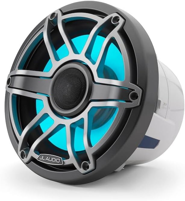 JL Audio M6 Series 8.8" Marine Coaxial Speakers w/Grey Metallic Sport Grille Transflective LED Lighting - M6-880X-S-GmTi-i [010-03099-00]