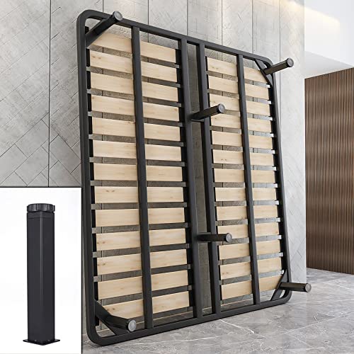 Brelet Set mit 4 Universal-Bettfüßen für Lattenrost, 30 ~ 32 cm, verstellbar, quadratische Bettfüße natürliches Design, Füße für Bettkasten, Möbelfüße aus Stahl Schwarz