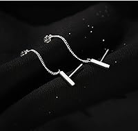 Vista 5 de Reffeer Solid 925 Sterling Silver Bar Chain Dangle Earrings Drops for Women Bar Drop Earrings Chain Studs