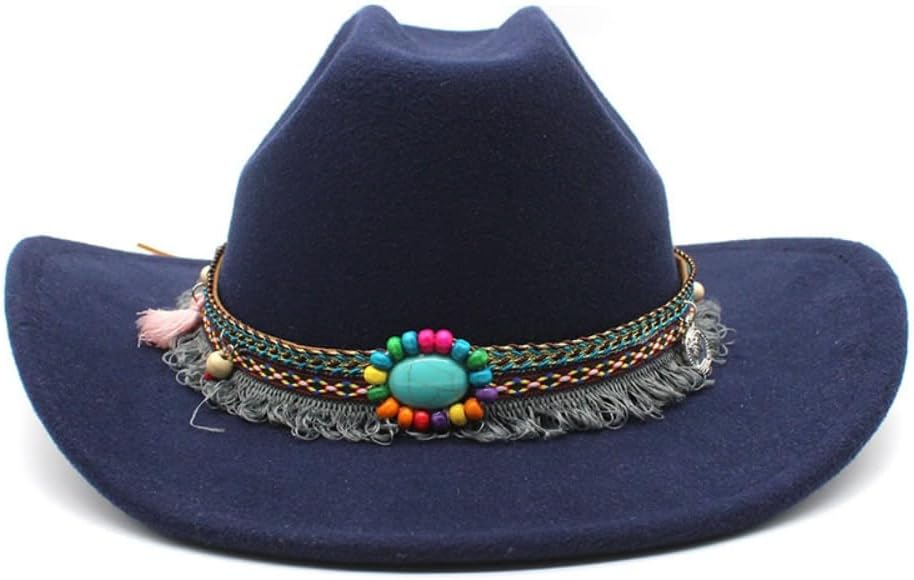 Western Felt Cowboy Hat, Tan with Black Leather Band, Wide Brim, Classic Style