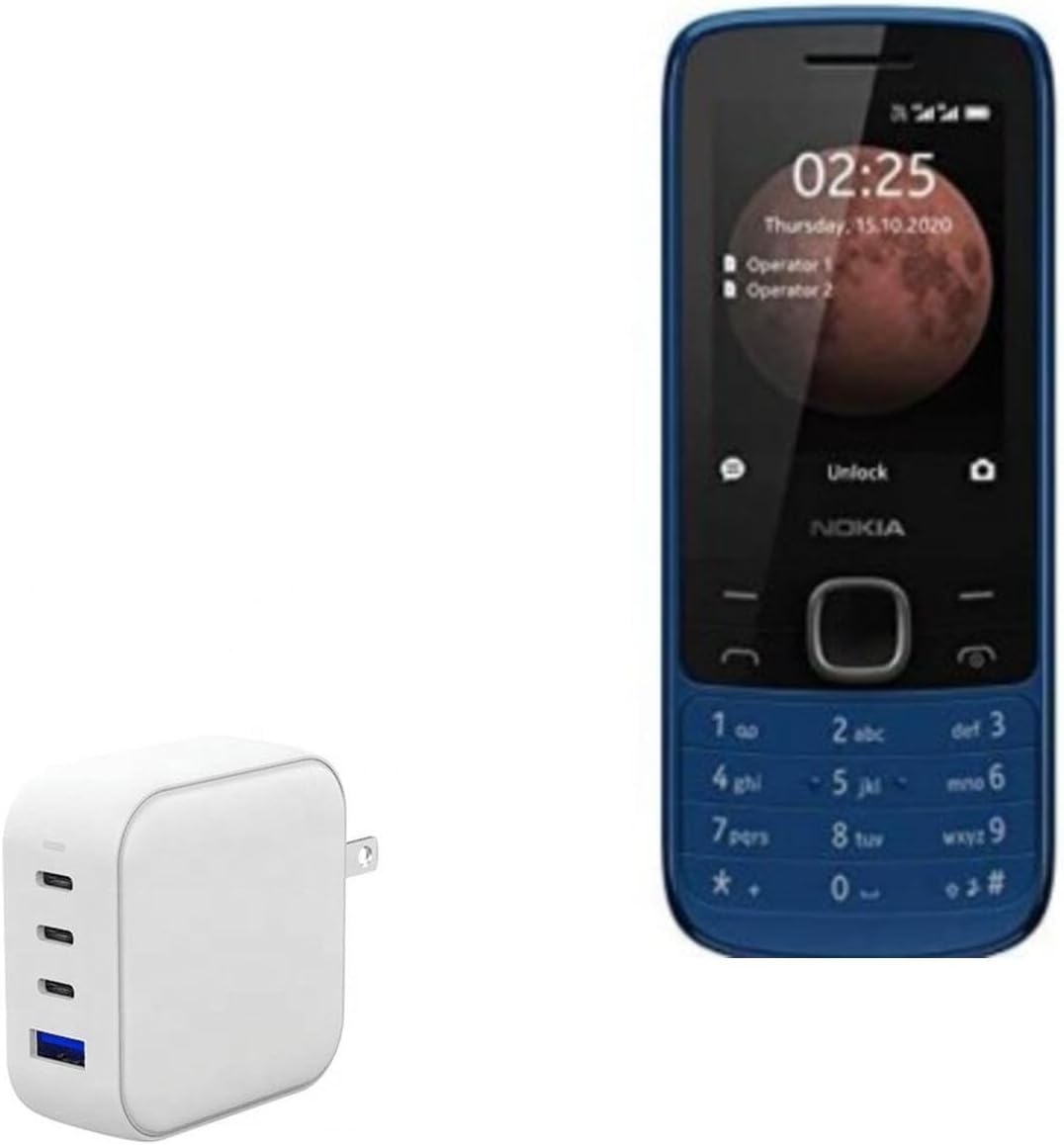 BoxWave Charger Compatible with Nokia 225 4G - PD miniCube (100W), 100W 3 PD Port Wall Charger International - Winter White