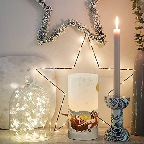 Image of Eldnacele Christmas Flameless Candles with Timer, LED Flickering Battery Pillar Candles with 6H Timer and Santa Snowman Decals, Festival Winter Party Decoration Set of 3 (D 3 inch x H 4 inch 5 inch 6 inch) - Santa