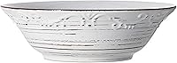 Pfaltzgraff Trellis 9-Inch Serving Bowl, White Stoneware - Rustic Garden Scroll Pattern, Microwave & Dishwasher Safe