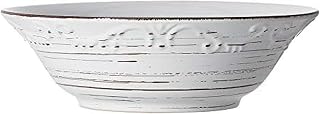Pfaltzgraff Trellis 9-Inch Serving Bowl, White Stoneware - Rustic Garden Scroll Pattern, Microwave & Dishwasher Safe