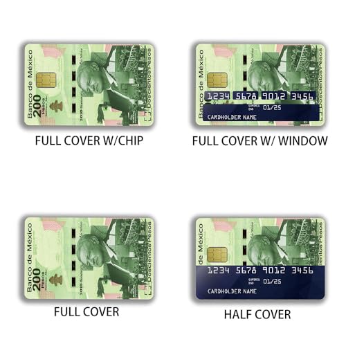 siayaharu Adesivo mexicano para cartão de débito com imagem de 200 pesos sem bolhas, fino, à prova d