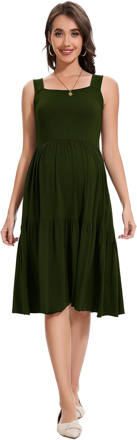 Smallshow Women's Sleeveless Ruffle Maternity Tank Dress | Ruffle, Pregnancy Clothes